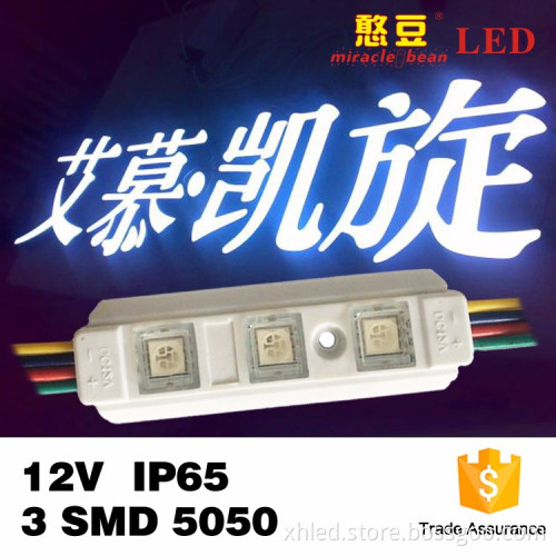 Waterproof RGB 50,000hours lifespan 3Chips SMD5050 DC12V Led Module 5050
